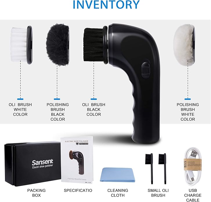 Electric Shoe Shine Kit, Electric Shoe Polisher Brush Shoe Shiner Dust Cleaner Portable Leather Care Kit for Shoes