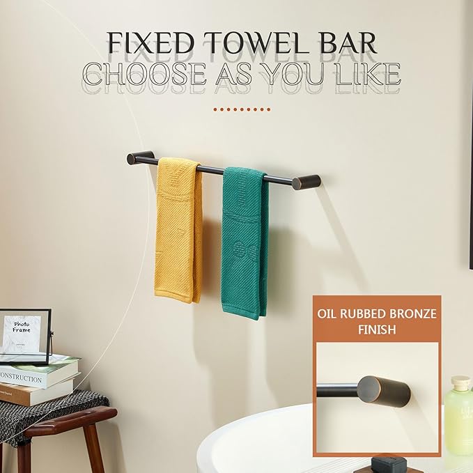 KOKOSIRI Bathroom Towel Rack Wall Mounted 24'' Bath Towel Bar Holder for Bathroom Hardware Accessories Oil Rubbed Bronze Stainless Steel, B4007ORB-L24