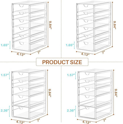 22 Drawers, Acrylic Desk Makeup Organizer, Plastic Drawers Organizer, Stackable Storage Solution for Makeup, Dresser, Office, Bathroom Clear Plastic Craft and Bead Storage Cabinet