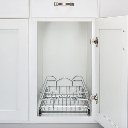 Rev-A-Shelf Pullout Kitchen Cabinet Drawer and Rolling Organizer Cabinet Pantry Storage Basket in Multiple Sizes, 12 x 22 in, 5WB1-1220CR-1