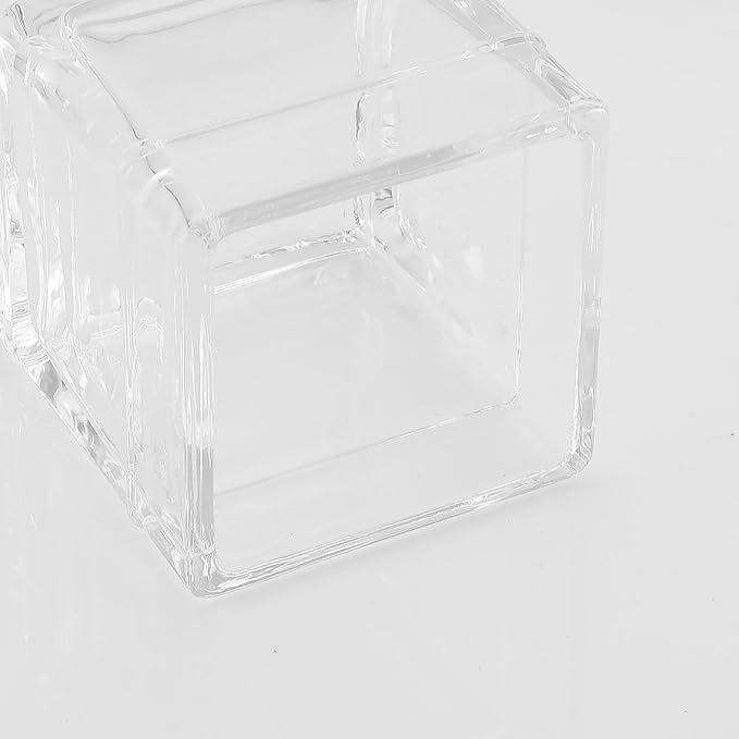 Indecor Home Glass Cotton Jar Holder 2 Pack– Matte Black Lid, Elegant Bathroom Storage Canister for Qtips, Cotton Balls, Floss, Makeup Organizer, Vanity & Bathroom Organization