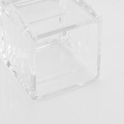 Indecor Home Glass Cotton Jar Holder 2 Pack– Matte Black Lid, Elegant Bathroom Storage Canister for Qtips, Cotton Balls, Floss, Makeup Organizer, Vanity & Bathroom Organization