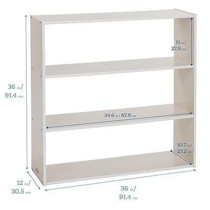ECR4Kids Streamline 3-Shelf Storage Cabinet, 36in High, Double-Sided Display, White Wash