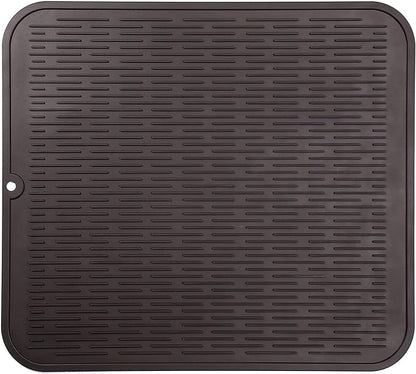 Silicone Dish Drying Mat for Multiple Usage,Easy clean,Eco-friendly,Heat-resistant Silicone Mat for Kitchen Counter or Sink,Refrigerator or Drawer Liner Coffee 2XL 24 inches x 18 inches