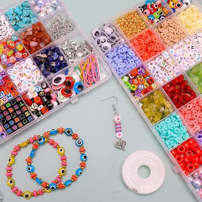 IOOLEEM 28 Grids Plastic Bead Organizer Box, Organizer Container Storage Box, Dividers for bead arts and crafts.(2 Pack)