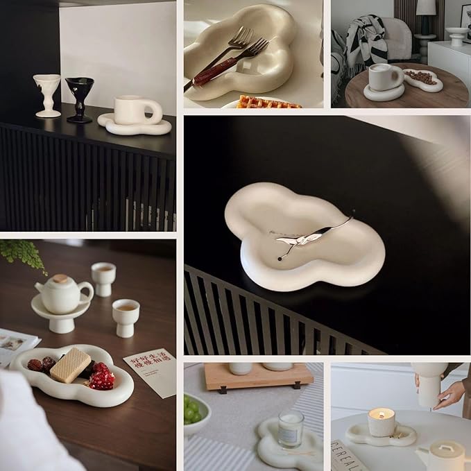Chubby Jewelry Tray, Cute Cloud Trinket Dish (Crème)