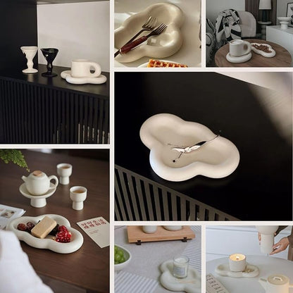 Chubby Jewelry Tray, Cute Cloud Trinket Dish (Crème)