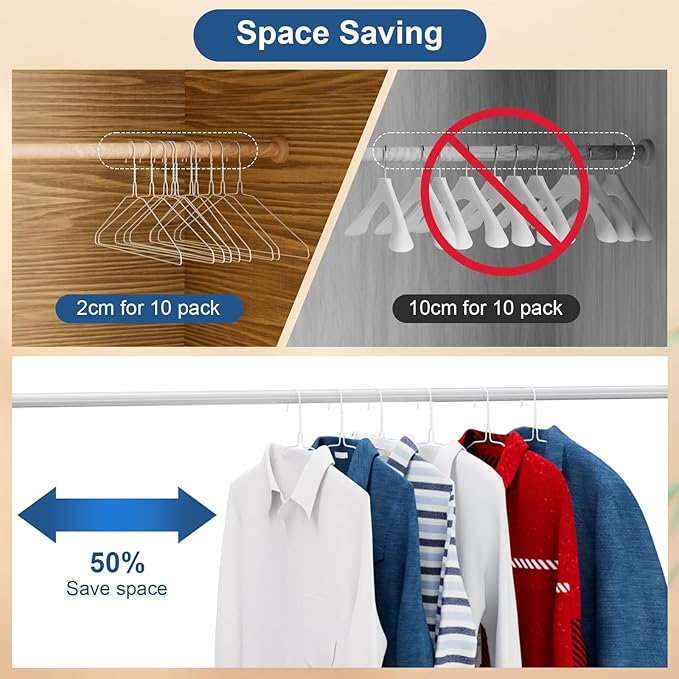 SPECILITE Wire Metal Clothes Hangers Bulk 300 Pack for Standard Size Suits, Coats, Shirts, Pants, Skirts, Space Saving, Non Slip,16 Inch 12 Gauge Ultra Thin, White