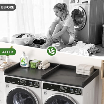 VOPEAK Washer and Dryer Countertop, Laundry Countertop, 54" x 27.5" Spacious Washer Dryer Topper, Wooden Washing Machine Topper for Laundry Room Organization and Folding Clothes, Black