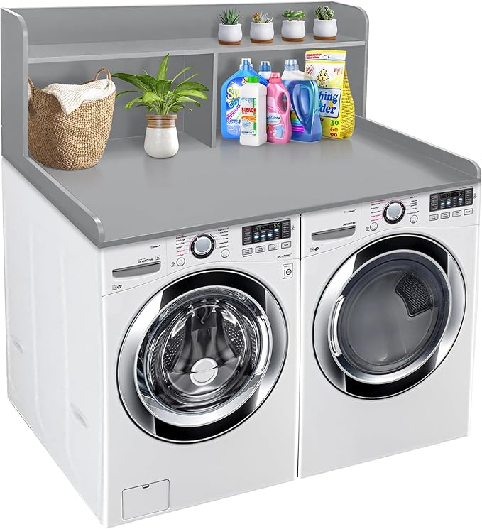 Royxen Laundry Countertop with 20“ Shelf Universal Fit, Washer and Dryer Countertop with Storage Space, Gray