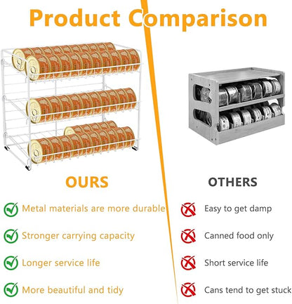 FMOACEN Cat Food Organizer, 3-Tier Stackable Iron Shelf for 45 Cans (3oz) - Pet Food Dispenser, Kitchen Pantry Storage Rack Cabinet, Canned Cat Organizer for Home & Shop