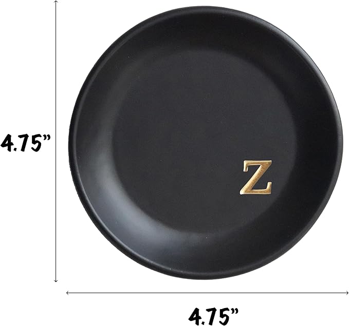 COLLECTIVE HOME - Ceramic Jewelry Tray, Decorative Trinket Dish for Rings Earrings Necklaces Bracelet Watch Keys, Birthday Mother's Day Christmas Gift for Women, 4.75", Black Surface (z)