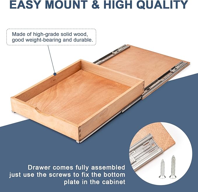 Pull Out Cabinet Drawers - 6x2 Size Options (12-23'W,18-21'D), Pre-Assembled with Soft Close Slides, Solid Beechwood, Easy Installation(14'W x 18'D)
