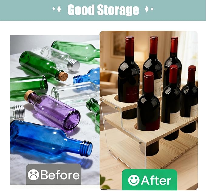 itechpanda Acrylic Tiered Spice Rack Organizer Vertical Wood Wine Bottle Holder Stand Seasoning Organizer Clear Spice Coffee Syrup Organizer Shelf Tiered Pantry Shelves for Cabinet Kitchen Countertop