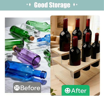 itechpanda Acrylic Tiered Spice Rack Organizer Vertical Wood Wine Bottle Holder Stand Seasoning Organizer Clear Spice Coffee Syrup Organizer Shelf Tiered Pantry Shelves for Cabinet Kitchen Countertop