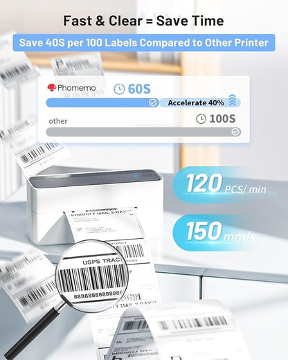 Phomemo Bluetooth Thermal Printer for Shipping Packages - Wireless Label Printers for Small Business with Phone&Pad&PC, 241BT Shipping Label Printer Compatible with Amazon, Ebay, Shopify, USPS, Temu