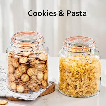 0.6 Gallon Glass Storage Jar with Lid, Wide Mouth Glass Canister for Storing Food in Pantry and Fermenting, Set of 2