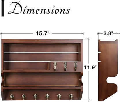 Key Holder for Wall, Mail Organizer Wall Mounted, Luxury Walnut