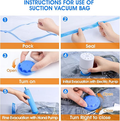 AROIC 50 Pack Vacuum Storage Bags Set - Space Saver Vacuum Bags for Clothing, Blankets, Seasonal Storage with Electric Pump, Vacuum Sealer Bags for Luggage, Travel Essentials, Bedding