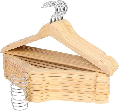 ROSOS Wooden Hangers 20 Pack, Solid Wood Hanger with 360 Swivel Chrome Hook, Smooth Finish & Precisely Cut Notches, Slim Wooden Coat Hangers for Closet, Natural