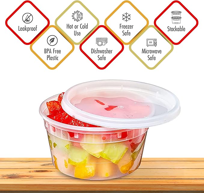 QUIDDITY WARE 16oz-Deli Containers with Lids Leakproof - 50 Pack BPA-Free Plastic Microwaveable Clear Food Storage Container Premium Heavy-Duty Quality, Freezer & Dishwasher Safe