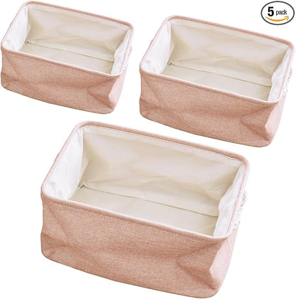 Storage Baskets for Shelves Closet Organizer Bins Clothes Storage Bins with Metal Frame Large Baskets for Organizing and Storage with Handles Collapsible Pink 3-Pack
