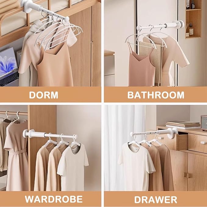 2 Pack Clothes Drying Rack for Travel Retractable Bar Laundry Hanger Portable Collapsible for Student Accommodation, Travel,Car,Suitcase (2)