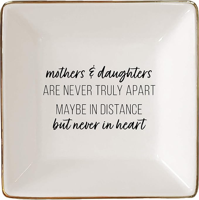 Simply Charmed Gift from Mother or Daughter - or Valentine's Day or Birthday Gift Between Mom and Daughter - Ceramic Jewelry Ring Dish or Tray
