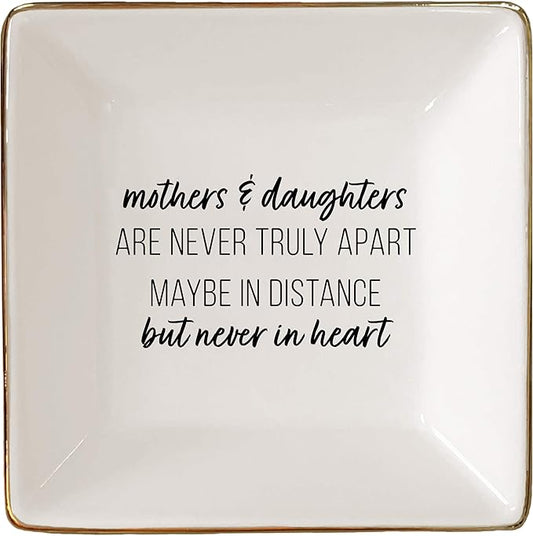 Simply Charmed Gift from Mother or Daughter - or Valentine's Day or Birthday Gift Between Mom and Daughter - Ceramic Jewelry Ring Dish or Tray