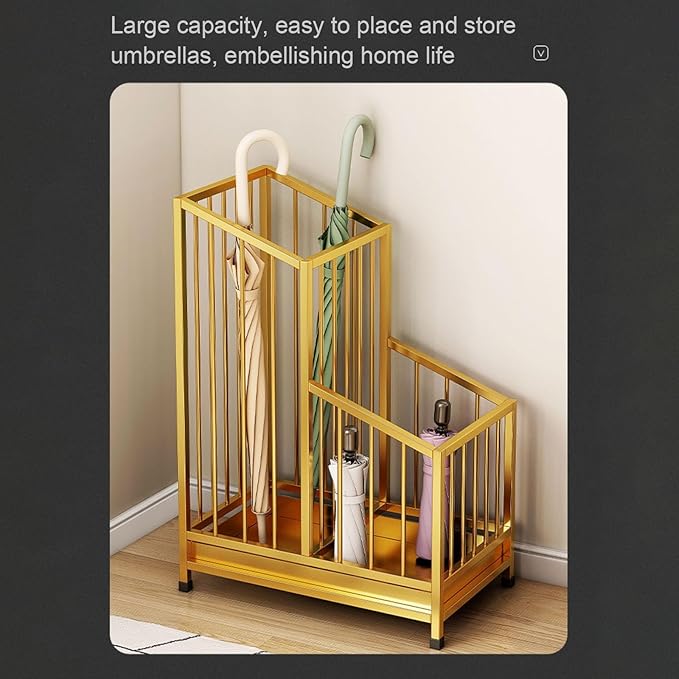 Indoor Large-capacity Umbrella Stand，Metal Umbrella Stand Hotel Commercial，Metal Standing Umbrella Holder，Metal Umbrella Holder，Large-capacity Entrance Umbrella Storage Rack For Hotel Offices(Gold,40*