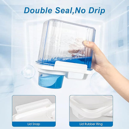51oz Laundry Detergent Container, 2 Pack Plastic Liquid Detergent Dispenser for Laundry Room Powder,Soap,Fabric Softener, Scent Beads Storage and Organization,with 5 Labels,1 Tray.(2, 51oz)