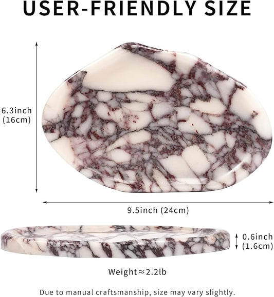 LWALMS Marble Clould Tray for Bathroom - Stone Catchall Jewelry Dish for Kithchen Counter and Aesthetic Room Decor, Cute Decorative Vanity Dishes for Trinket Ring Key Candle (9.5'' x 6.3'')