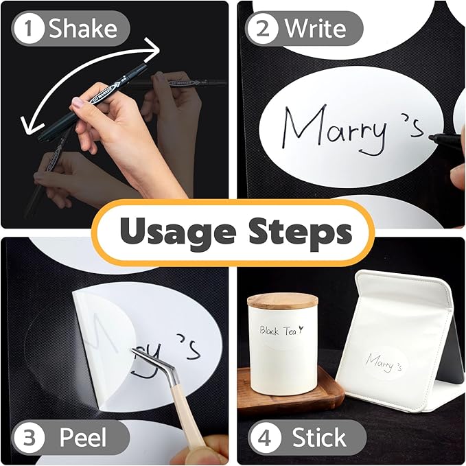 180Pcs Chalkboard Labels for Jars, Waterproof Reusable Blackboard Stickers with 2 Liquid Chalk Markers, Organization Labels Removable (White, Round)