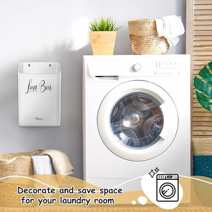 Sealegend Magnetic Lint Bin Lint Trash Can for Laundry Room Organization and Storage Dryer Lint Bin Decor Wall Mounted Space-Saving, White