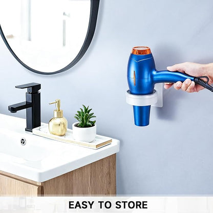 Oukimly Hair Dryer Holder Wall Mounted, Blow Dryer Holder, Hair Tool Organizer for Hair Dryer Storage Hanger, Adhesive Hairdryer Holder for Bathroom Barber Shop (White)