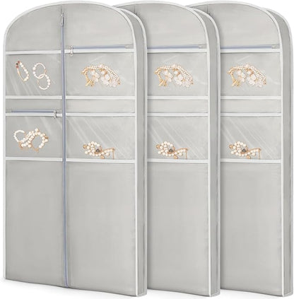 43" Garment Bag for Travel for Hanging Clothes Storage Hanging Suit Cover with Zipper and Accessory Storage for Coats, Dresses, Suits