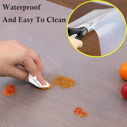 Shelf Liners for Kitchen Cabinets Non Adhesive Drawer Liner 20 Inch Wide X 20 Ft Clear Non Slip Waterproof Refrigerator Mats Closet Pantry Shelf Liner Cupboard Liners Kitchen Bathroom