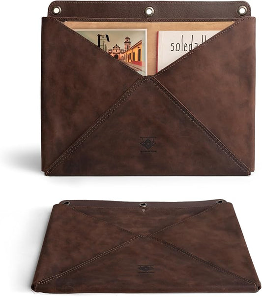 Wall File Organizer, Leather Wall Organizer for Office, Hanging Wall File Holder/Mail Organizer, Stylish Leather Folder for Wall, Office Wall Mounted File Organizer, Wall Hanging File