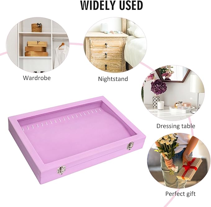 Velvet Necklace Display Jewelry Tray 20 Hook Necklace Tray Necklace Pendant Jewelry Tray for Women and Girls