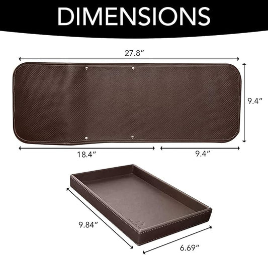 U NEATOPA Couch Remote Caddy Control Holder Sofa Organizer with Detachable Wooden Snack Tray for Recliner Mattresses Chair Armrests with 4 Slots - 1 Large Pockets and 3 Small Pockets (Brown)