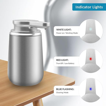 Mamiddle 12 oz. Automatic Soap Dispenser Stainless Steel with Sensor Infrared Soap Dispenser Electric IPX5 Waterproof USB-C Charging Motion Sensor for Kitchen & Bathroom (Silver Arc)