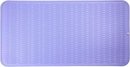 Silicone Dish Drying Mat for Multiple Usage,Easy clean,Eco-friendly,Heat-resistant Silicone Mat for Kitchen Counter or Sink,Refrigerator or Drawer Liner Light Purple 4XL 32 inches x 18 inches