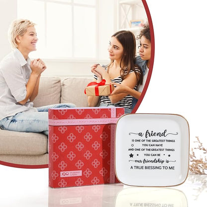 PUDDING CABIN Friendship Gifts for Women Friend Jewelry Dish Our friendship is a true blessing to me Friend Birthday Gifts for Women Christmas Gifts for Friends Female