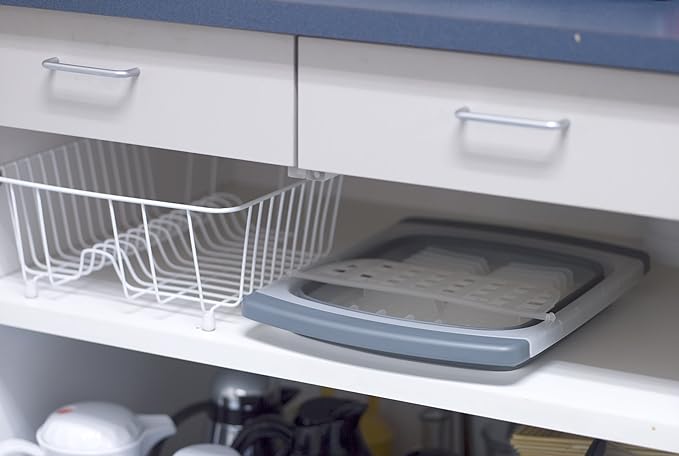 PrepWorks Collapsible Dish Drainer - Space-Saving, Expandable Dish Rack for Drying Plates, Cups, and Kitchen Utensils, Extends from 16.5" to 26.75" to Fit Over Most Sinks
