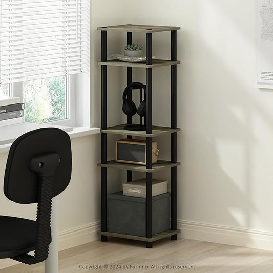 Furinno Turn-N-Tube Storage Shelves, Stackable Standing Shelf, Open Corner Shelf, for Organization and Storage, Living Room, Garage, Home Office, French Oak