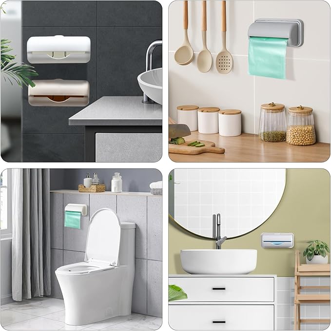 Gatuida 3pcs Wall Mount Trash Bag Containers, Adhesive Garbage Bag Box, Plastic Bags Storage for Kitchen Bathroom (Random Color)