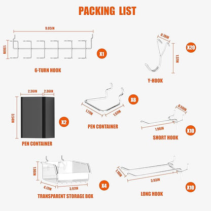 Peg Board Wall Organizer, 24"x48" Black Metal Pegboard Organizer, 4 Metal Pegboard Panels with 63 Accessories, Wall Mount Large Peg Board Kit with Hooks, Bins for Home, Office, Garage, Gaming