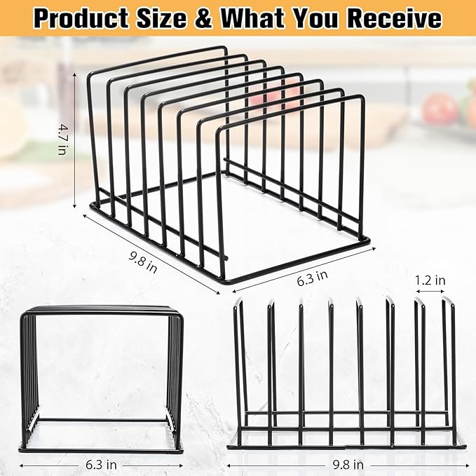 Chunful 2 Pack 7-Slot Cutting Board Rack Organizer Cookie Baking Sheet Rack Pan Organizer Pot Lid Holder Metal Tray Dividers for Kitchen Cabinet Storage Bakeware