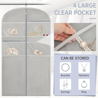 43" Garment Bag for Travel for Hanging Clothes Storage Hanging Suit Cover with Zipper and Accessory Storage for Coats, Dresses, Suits