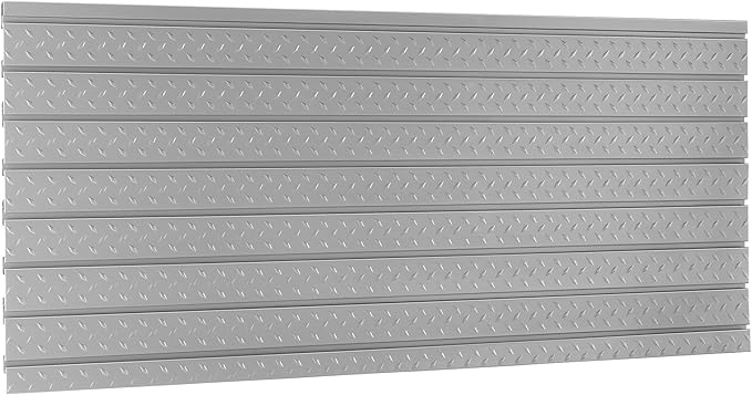 NewAge Products Pro Series 56-Inch x 24.5-Inch Diamond Plate Silver Slatwall Backsplash, Heavy Duty Steel Garage Wall Organizers, 51713